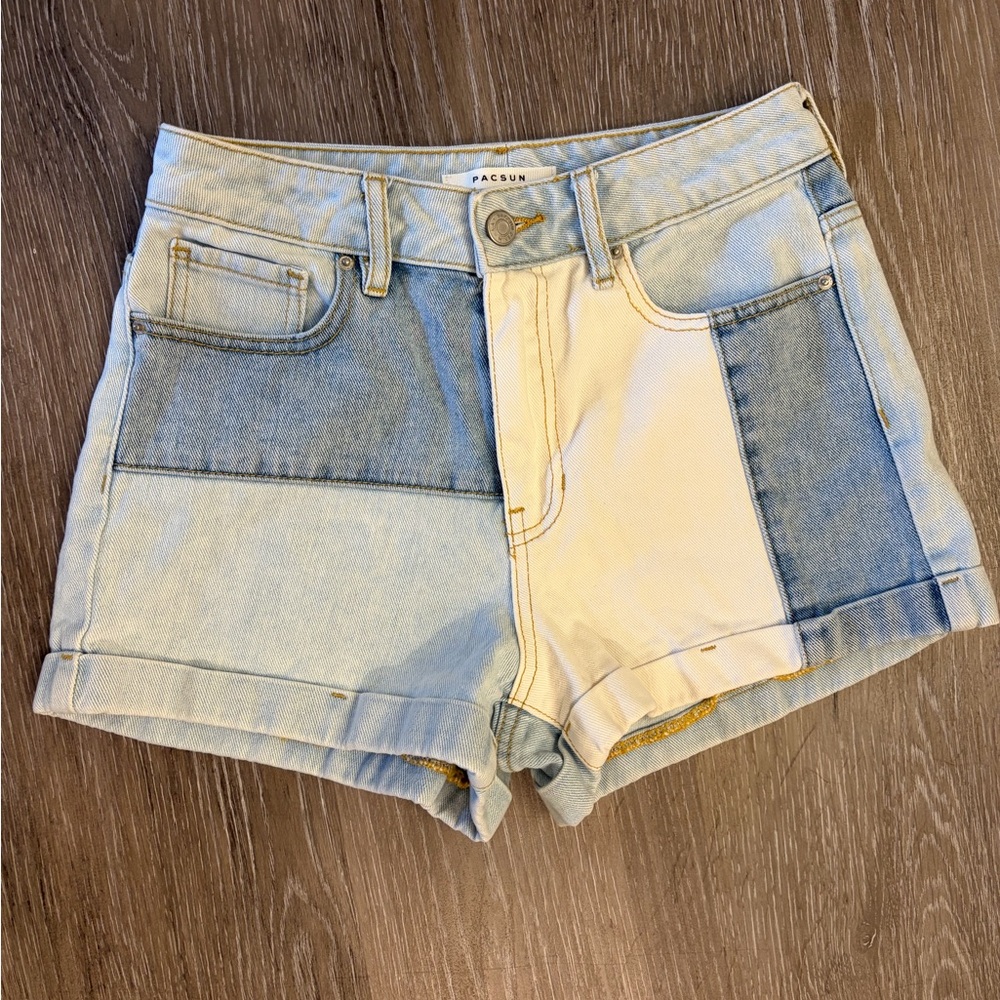 PacSun Two-Tone Patchwork Denim Shorts